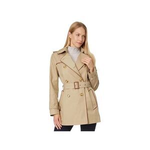 Lauren Ralph Lauren Short Double Breasted Trench Coach in Birch Tan Sz Large